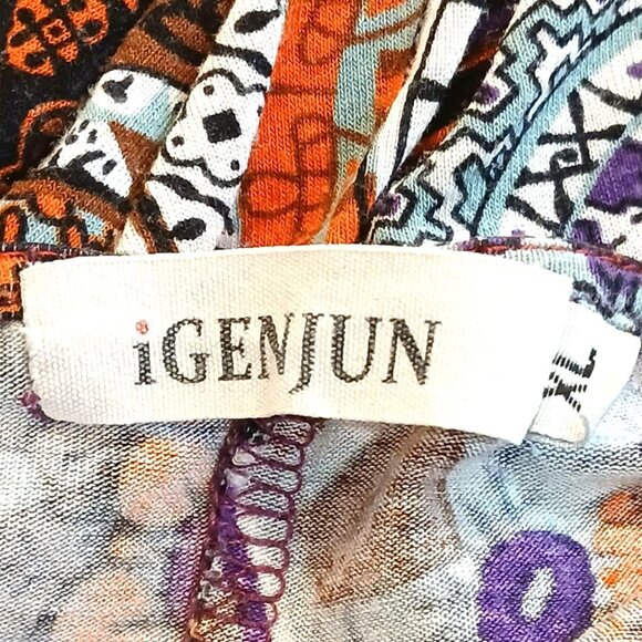 Women's Oversize Ruffle Tunic Size XL Mandala Bohemian Hippie Hipster Scoop Neck - Picture 4 of 6